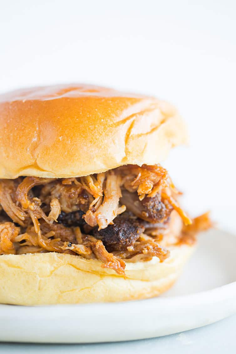 Pulled pork sandwich on a plate
