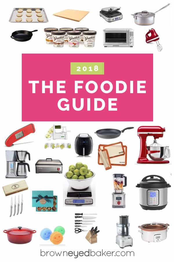 A collage of gifts for foodies, cooks and bakers.