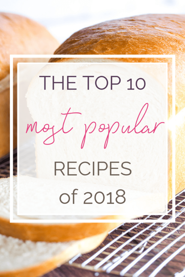 A photo of a loaf of bread with text overlay: "The Top 10 Most Popular Recipes of 2018"
