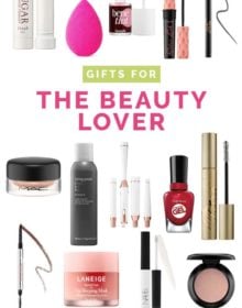 A collage of beauty products suitable for gifts.