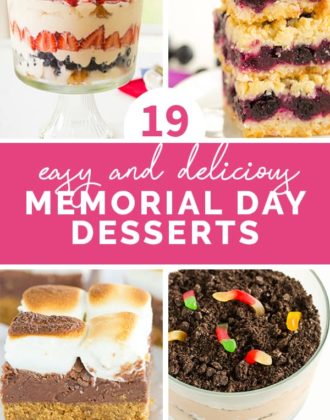 A collage of four photos featuring Memorial Day desserts.