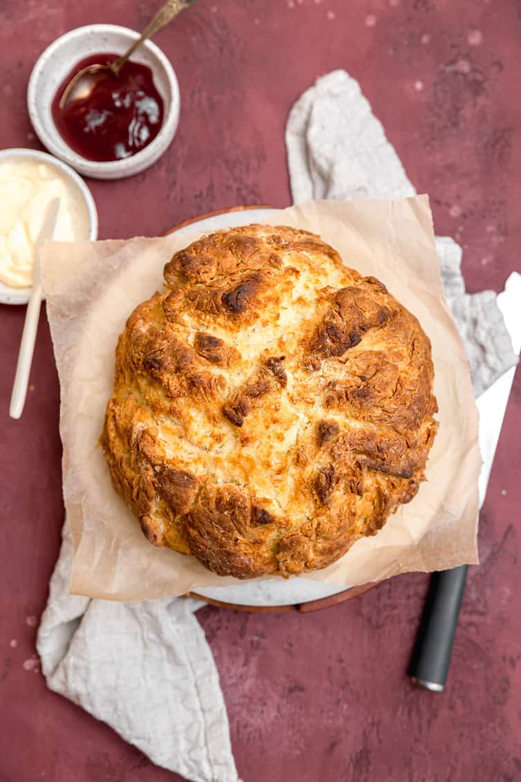 Loaf of Irish soda bread with butter and jam.  Irish Soda Bread Irish soda bread 13 1200