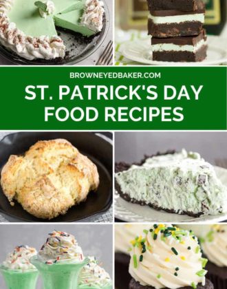 A photo collage of recipes for celebrating St. Patrick's Day