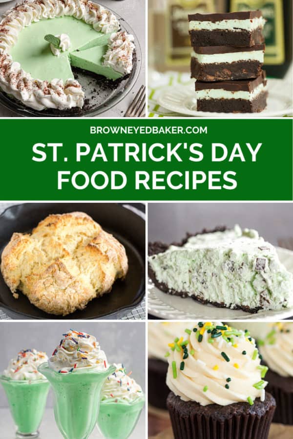 A photo collage of recipes for celebrating St. Patrick's Day