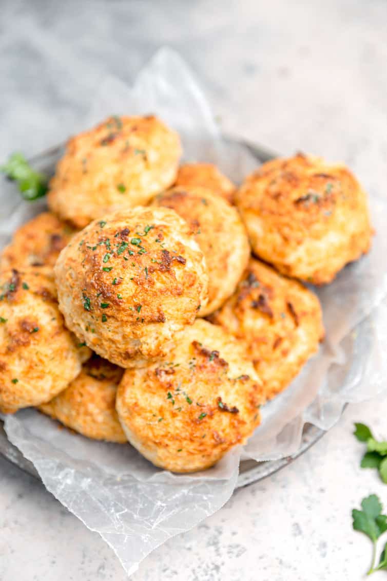 Cheddar bay biscuits in a bowl.