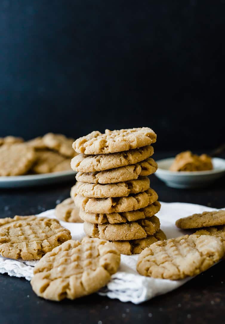 A stack of peanut butter cookies 