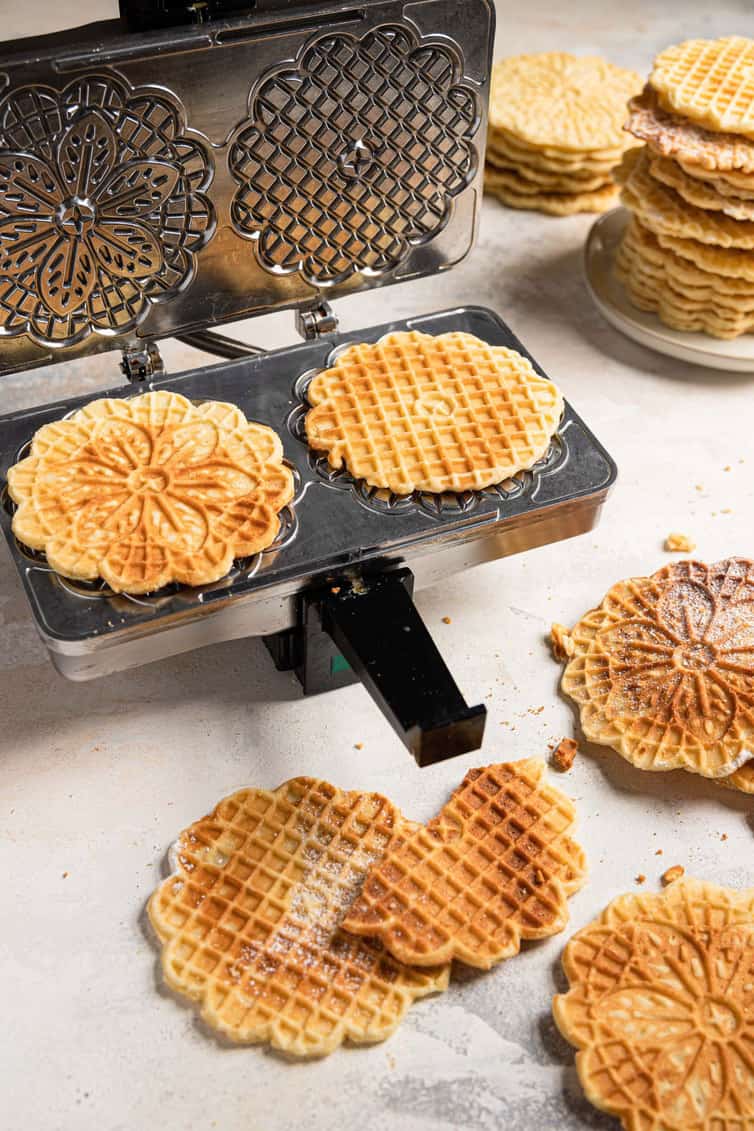 Pizzelle on waffle iron.