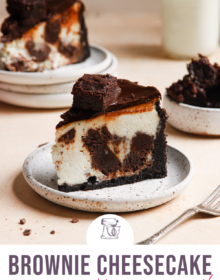 pinterest image for brownie cheesecake recipe