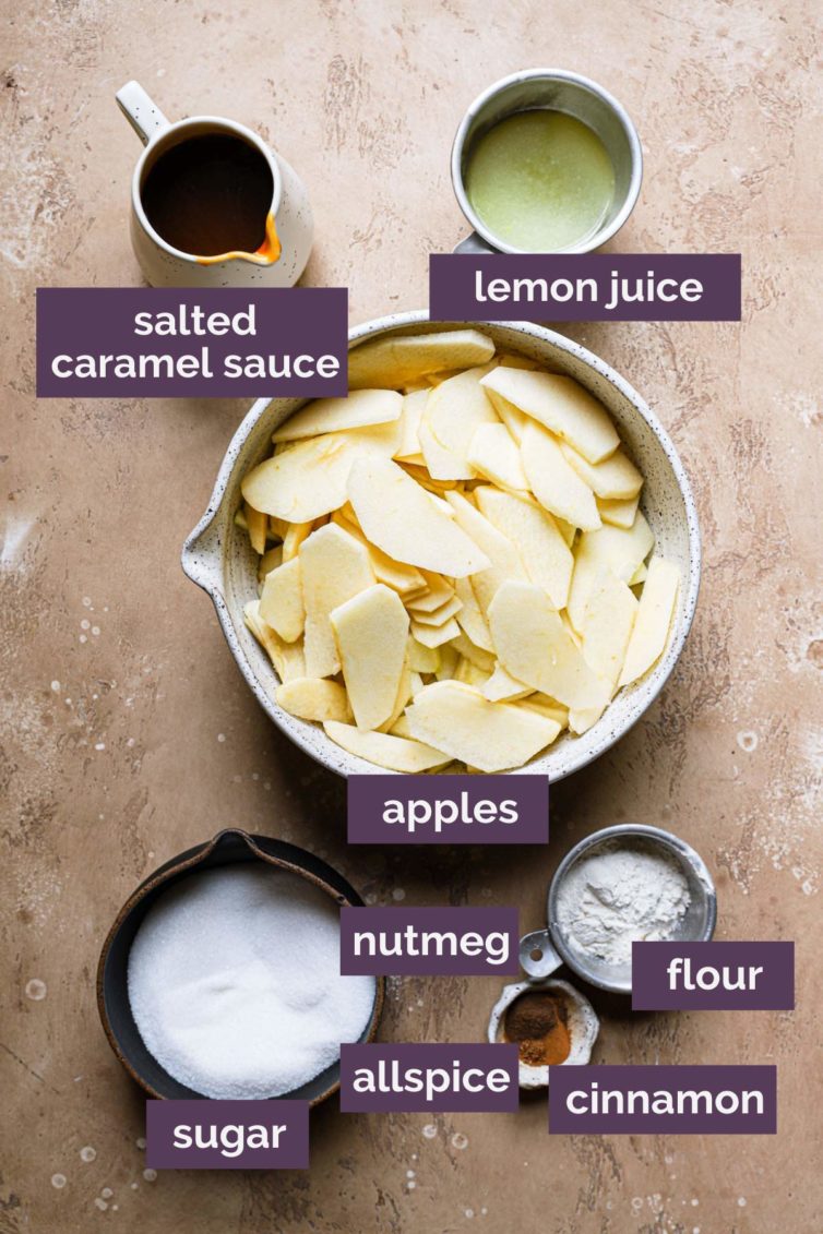 the key ingredients for this salted caramel apple pie recipe