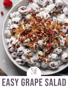 the pinterest image for this easy grape salad recipe