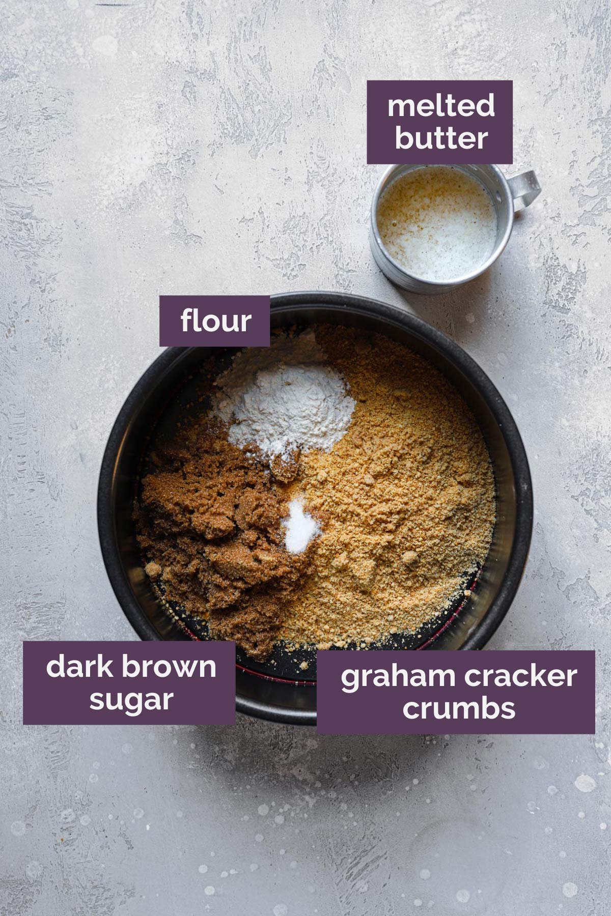 Ingredients for New York cheesecake graham cracker crust.