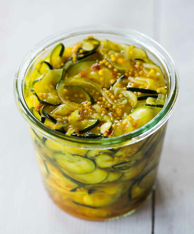 Zesty Refrigerator Zucchini Pickles Brown Eyed Baker