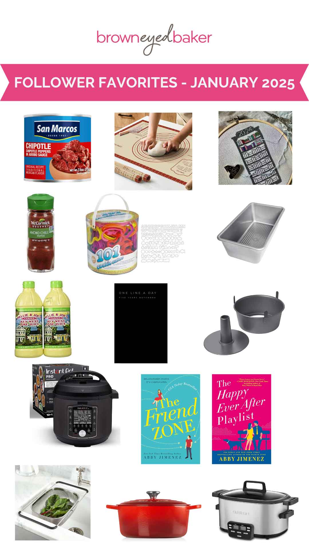 Collage of product photos with a text banner at the top that says Follower Favorites - January 2025.